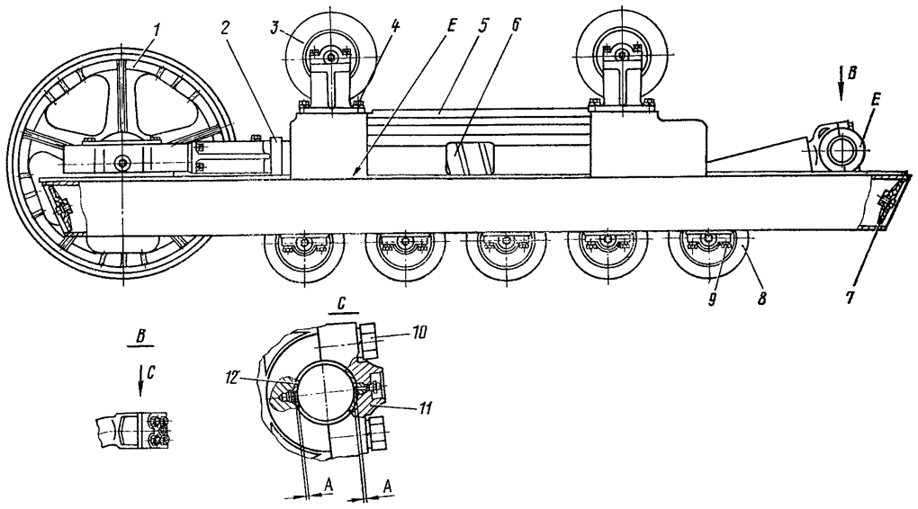 Тележка гусениц Т-170